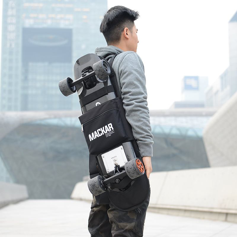 Double rocker one-shoulder skateboard backpack