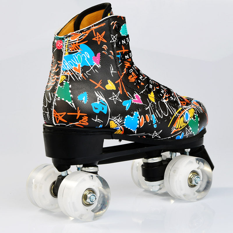 Double Row Skates New Flash Wheel Wear-resistant Four-wheel Roller Skates