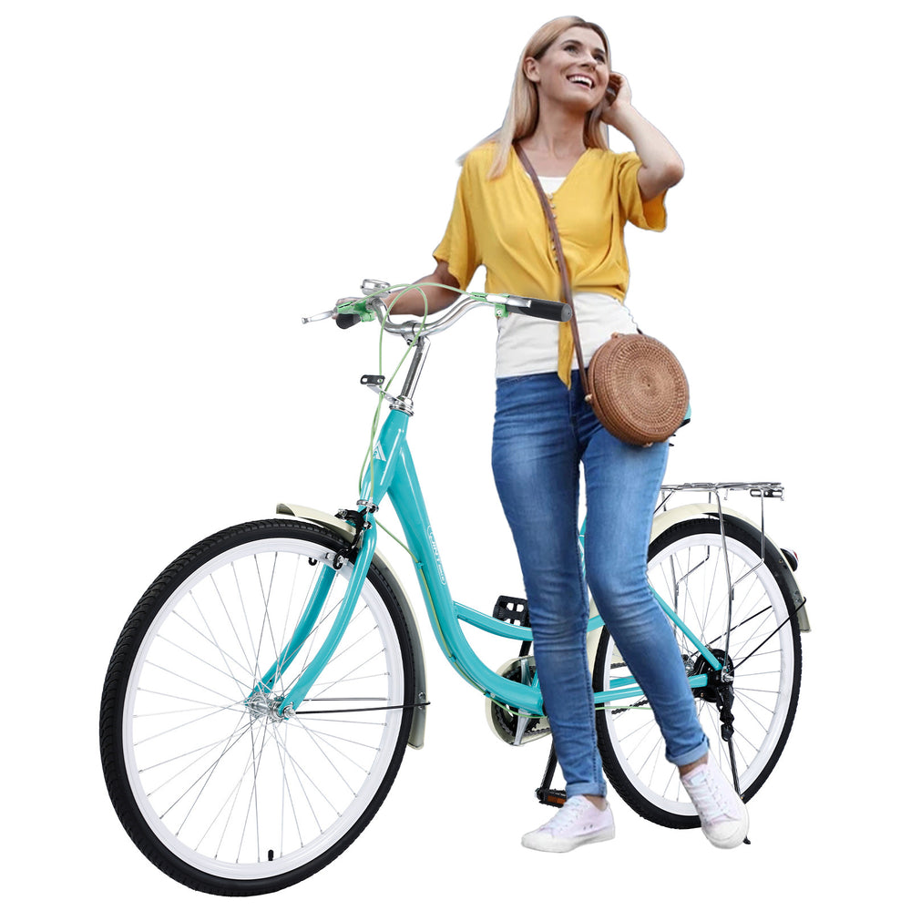 26-Inch Womens Comfort Bikes Beach Cruiser Bike Single Speed Bicycle Comfortabl