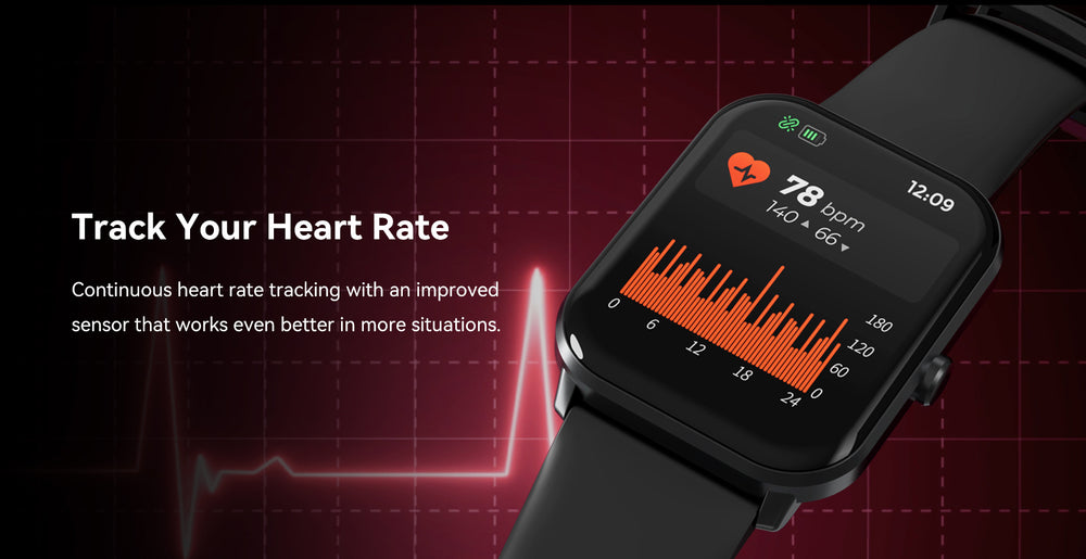 Smart Watch IMILAB W01 Ladies Men's 1.69 Inch HD Fitness Tracker Heart Rate SpO2 Sleep Monitor - Black