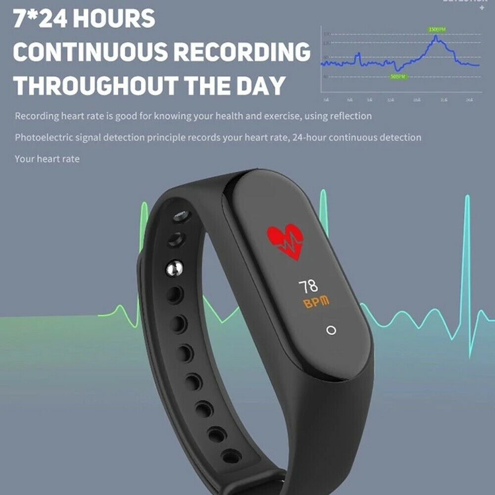 M Smart Watch Band Blood Pressure Bracelet Wristband Fitness Tracker Heart Rate